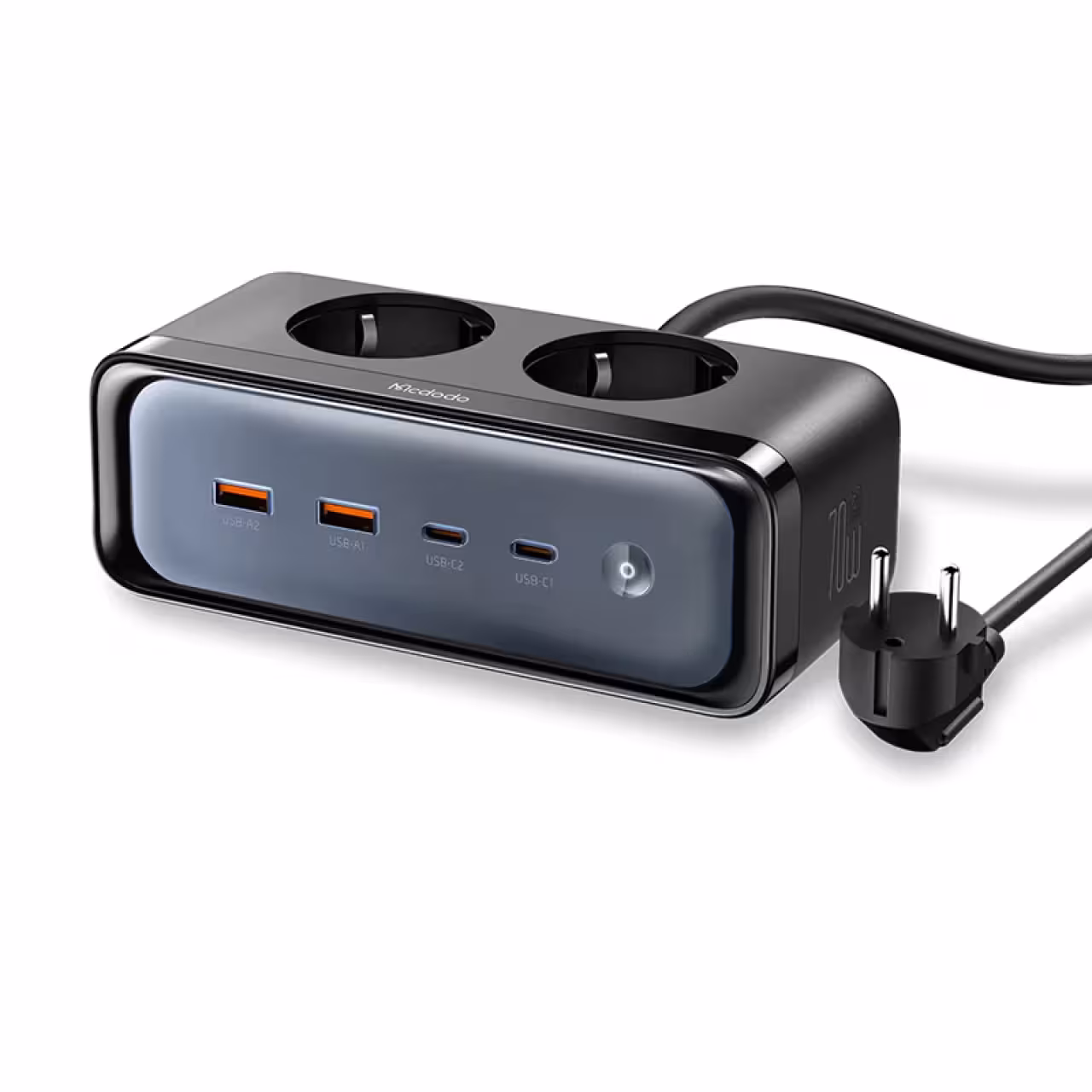 چندراهی و محافظ برق 2 سوکت، 2 یو اس بی و 2 تایپ سی 70 وات مک دودو 70 وات مدل CH-461