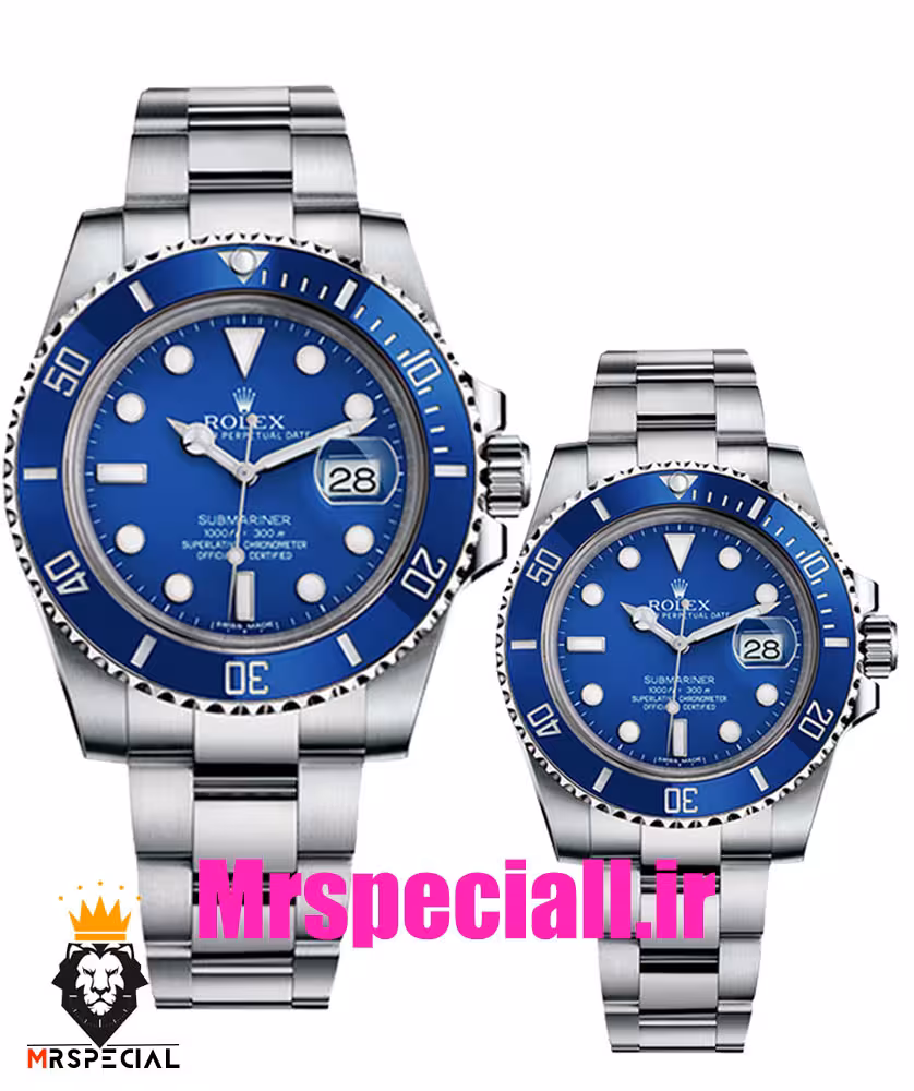 ساعت ست رولکس مردانه و زنانه ساب مارینر باتری استیل صفحه ابی 01087 Rolex Sub mariner