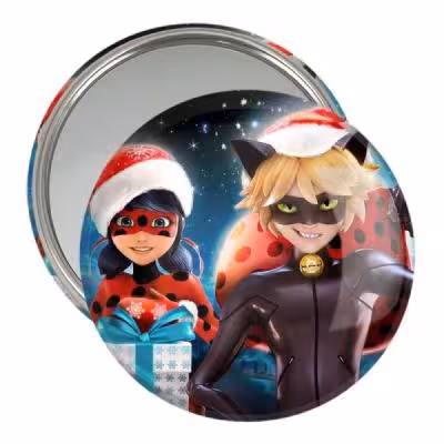 آینه جیبی خندالو مدل دختر کفشدوزکی و پسر گربه ای کد 3495