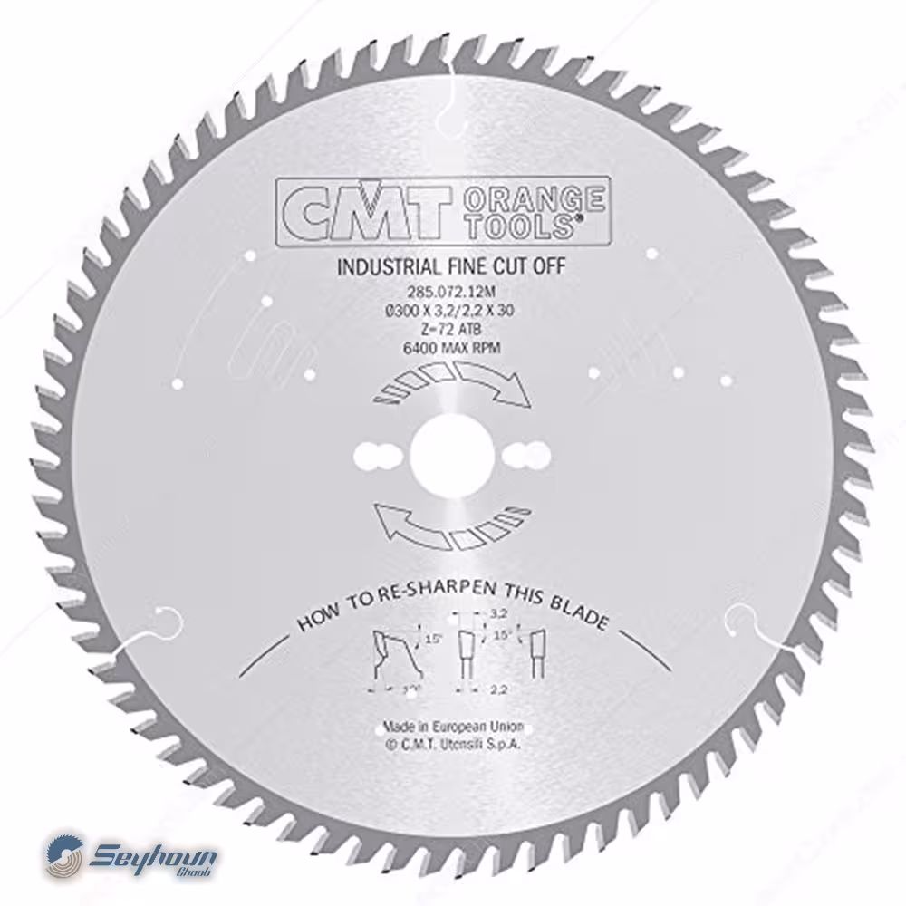 تیغ اره الماسه چوب بر قطر 30 سانتی‌متر 72 دندانه CMT مدل 285.072.12m