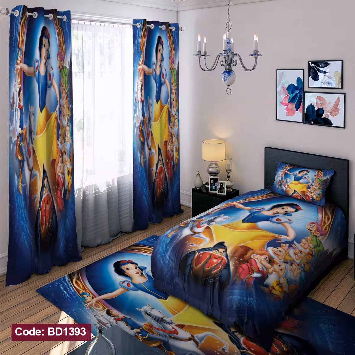 پرده پانچی مخمل چاپی دخترانه کد 1393