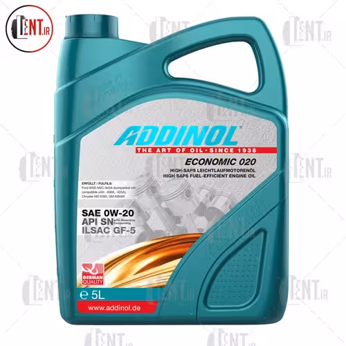 روغن موتور خودرو آدینول مدل Economic 020 ظرفیت 5 لیتر