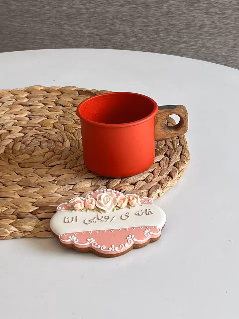 ماگ لعابی دسته چوبی لایت- 300 سی سی- رنگ قرمز