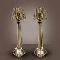 شمعدان تمام  کریستالی دودی بلند لوکس