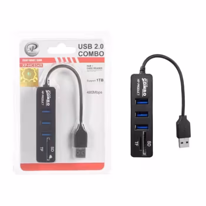 هاب 3 پورت USB2.0 ور م ریدر ایکس پی پروداکت مدل XP-HC834M