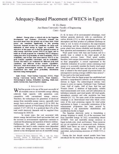 خرید و دانلود نسخه کامل کتاب Adequacy-Based Placement of WECS in Egypt