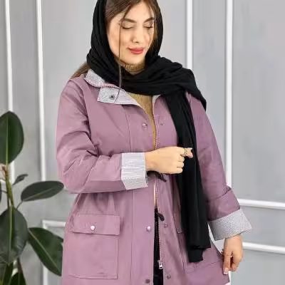 بارانی کمرگت دار زنانه مدل رنگین کمان جنس کتان تی سی ضدآب درجه یک