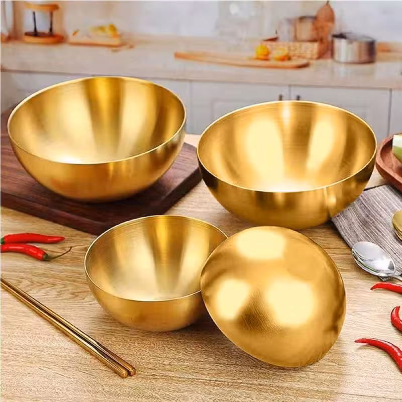 کاسه استیل طلایی 304 سایز (15-20-25-28) سانت وارداتی