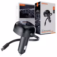 شارژر فندکی 2پورت یک پورت PD دارای کابل متصل  Porodo retractable 80cm fwc030