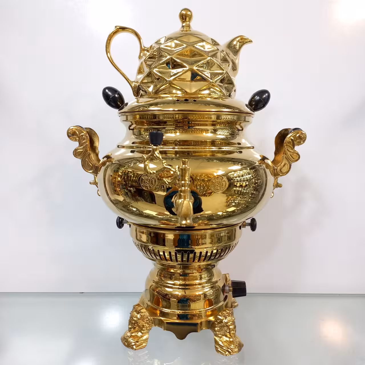 سماور گازی سیلور مدل سه کاره ویکتوریا طلایی ساده