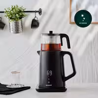 چایساز شیشه‌ای با بدنه استیل برند Homend ترکیه مدل Royaltea Cooltouch 1795H پنل لمسی