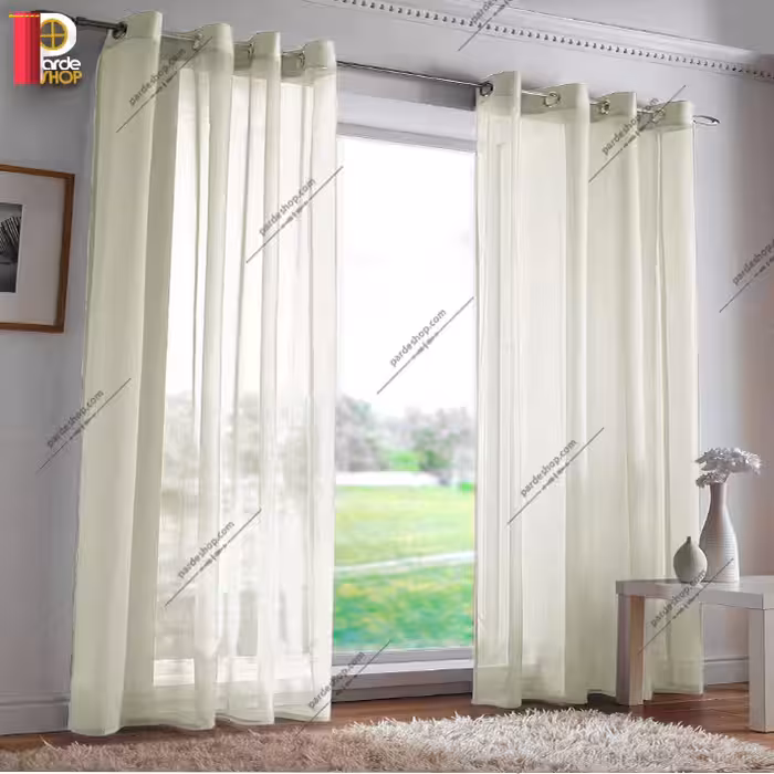 پرده آماده پانچی حریر رنگ شیری ارتفاع 280 سانتی متر