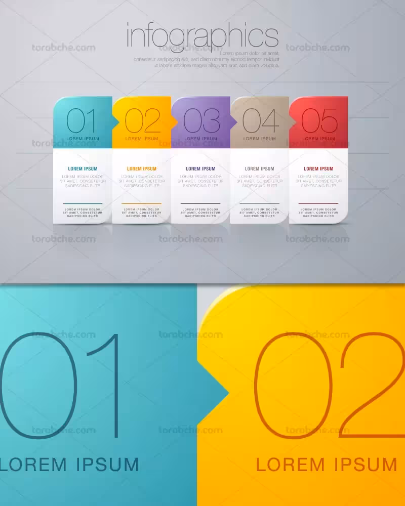 وکتور اینفوگرافیک مرحله ای پیوسته | گرافیک با طعم تربچه