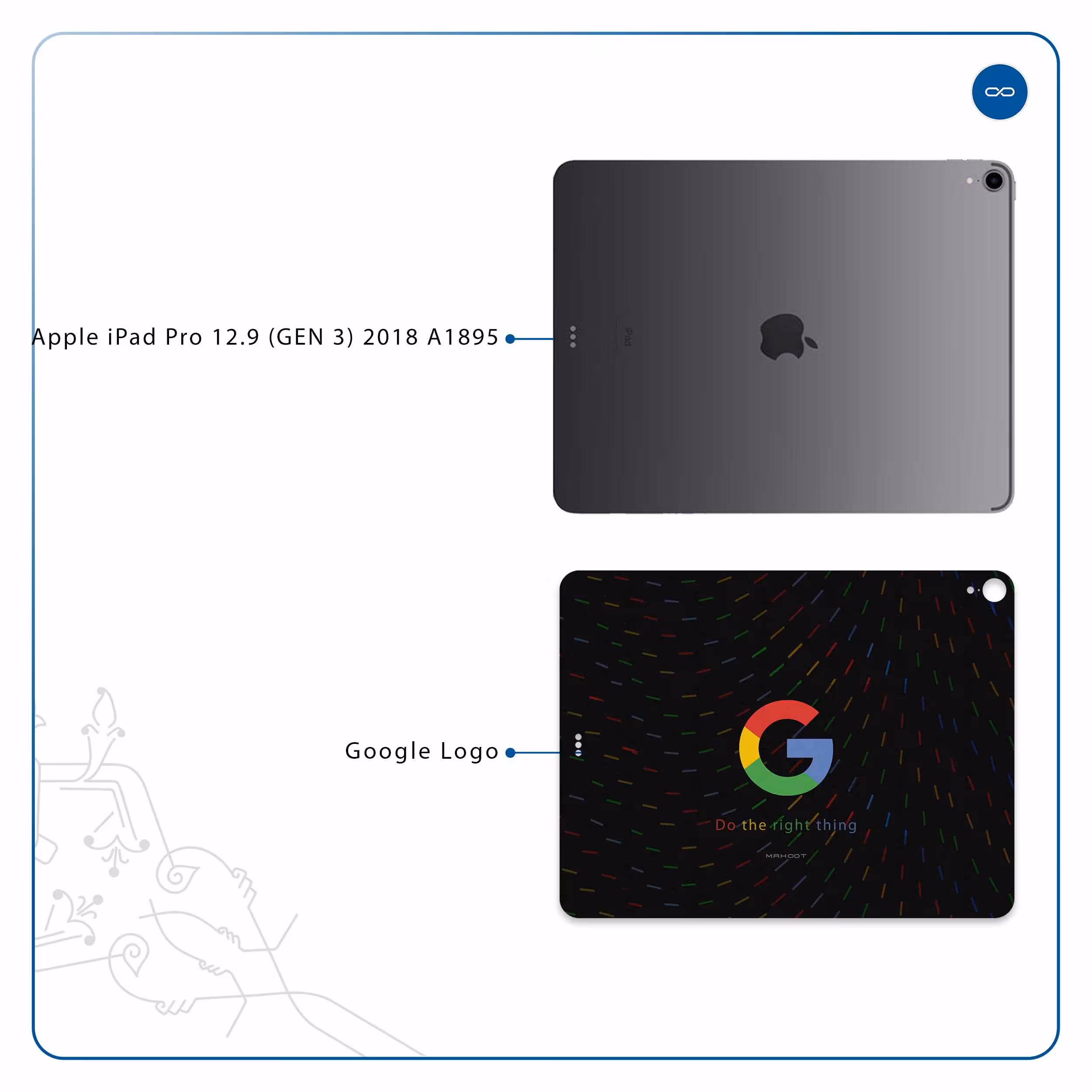 برچسب پوششی ماهوت مدل Google-Logo مناسب برای تبلت اپل iPad Pro 12.9 (GEN 3) 2018 A1895