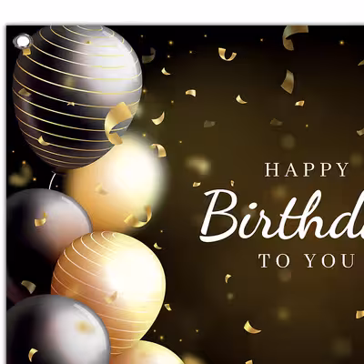  بنر تولد مدل بادکنک سیاه طلایی کد 243-100x70