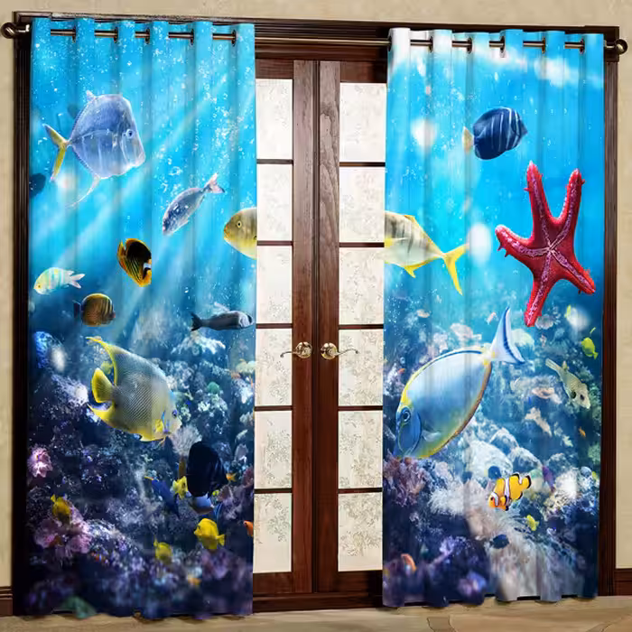 پرده مدل ماهی هازان پانچی کد 101سایز 280x140 سانتی متر