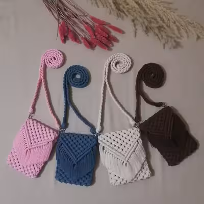 کیف بافتنی مدل مکرومه کد 16