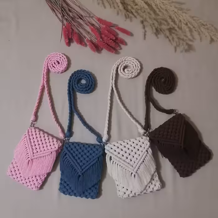 کیف بافتنی مدل مکرومه کد 16