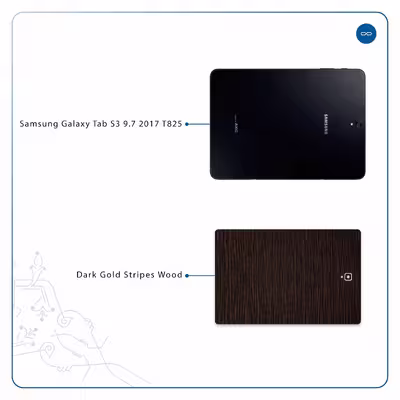 برچسب پوششی ماهوت مدل Dark-Gold-Stripes-Wood مناسب برای تبلت سامسونگ Galaxy Tab S3 9.7 2017 T825