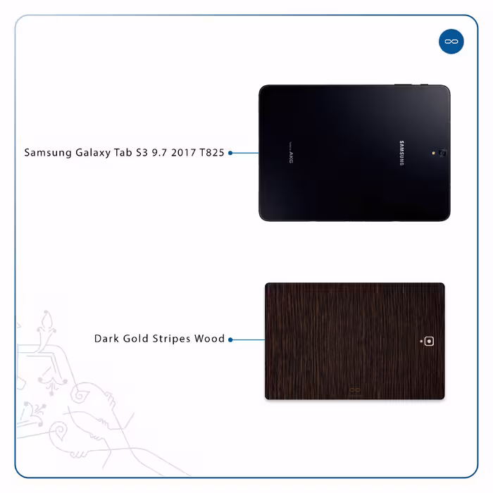 برچسب پوششی ماهوت مدل Dark-Gold-Stripes-Wood مناسب برای تبلت سامسونگ Galaxy Tab S3 9.7 2017 T825