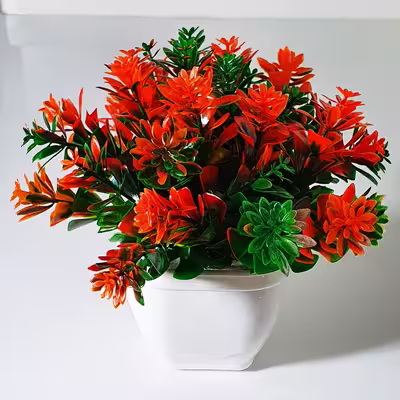 گلدان به همراه گل مصنوعی طرح شمشاد کد SHK