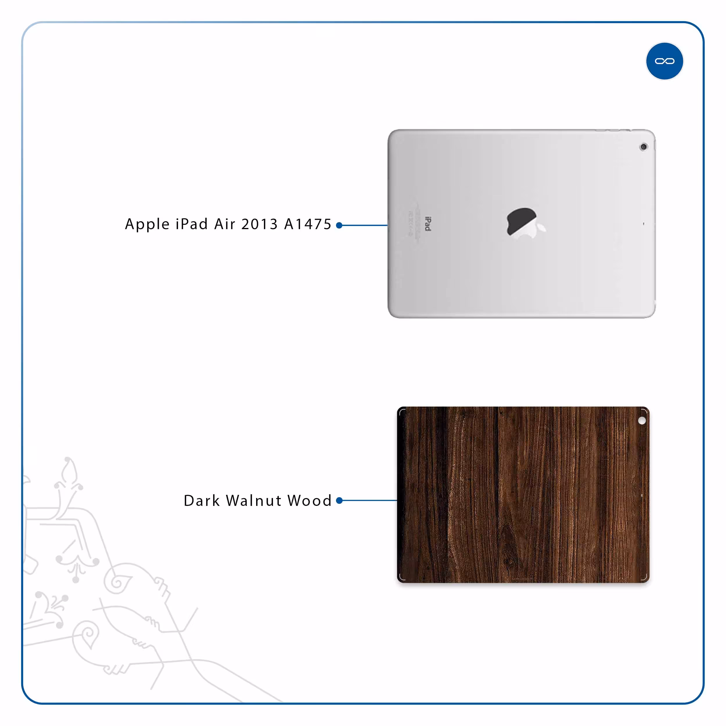 برچسب پوششی ماهوت مدل Dark Walnut Wood مناسب برای تبلت اپل iPad Air 2013 A1475