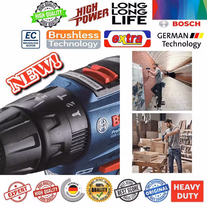 پیچ گوشتی شارژِی چکشی بوش مدل GSB 12 V 30 Professional مجموعه 8 عددی