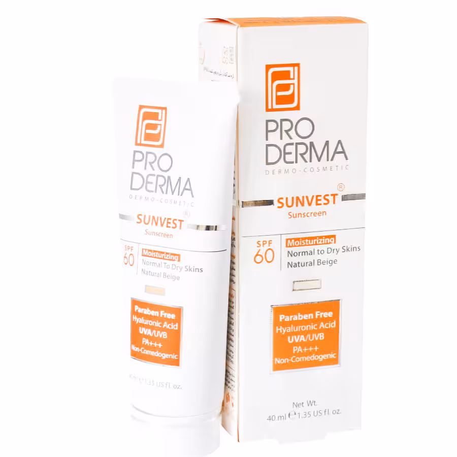 ضد آفتاب پرودرما 60 بژ طبیعی خشک و نرمال Proderma