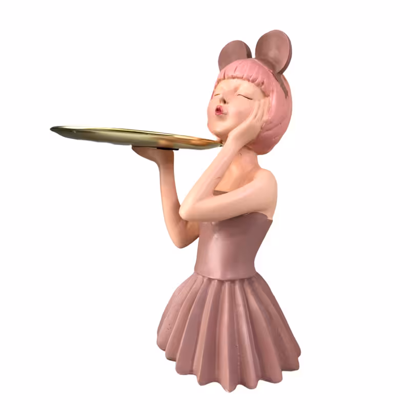 مجسمه دختر موشی سینی به دست