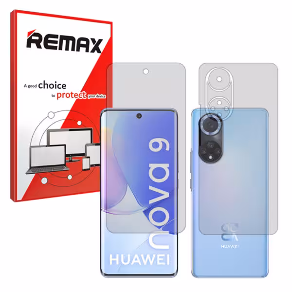 گلس صفحه نمایش و پشت گوشی هوآوی nova 9 مدل هیدروژلی شفاف برند ریمکس کد SS