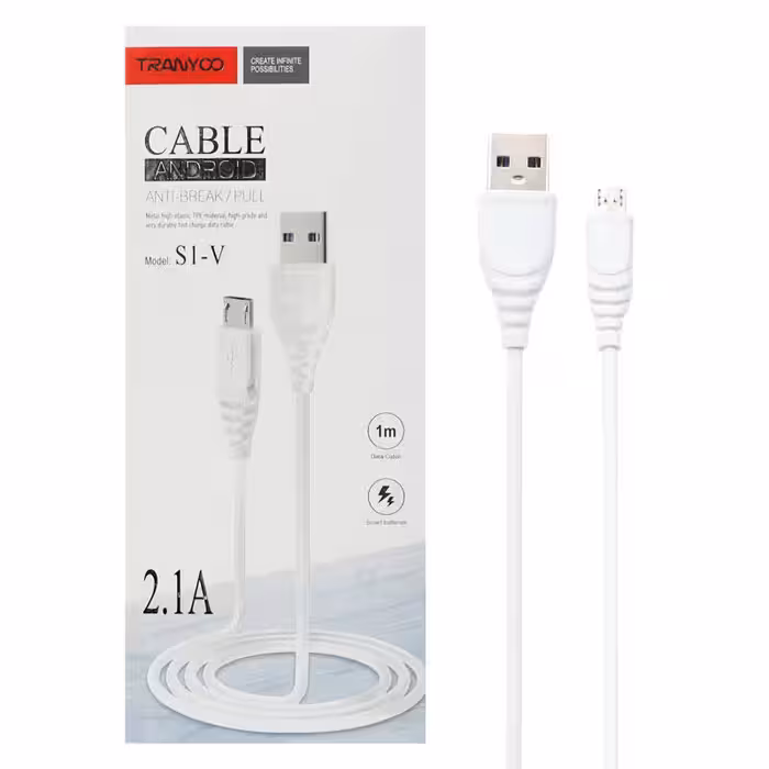کابل USB به micro-usb ترانیو مدل S1 طول 1متر 2.1 آمپر
