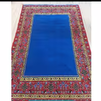 فرش دستبافت کف ساده آبی گل ابریشم