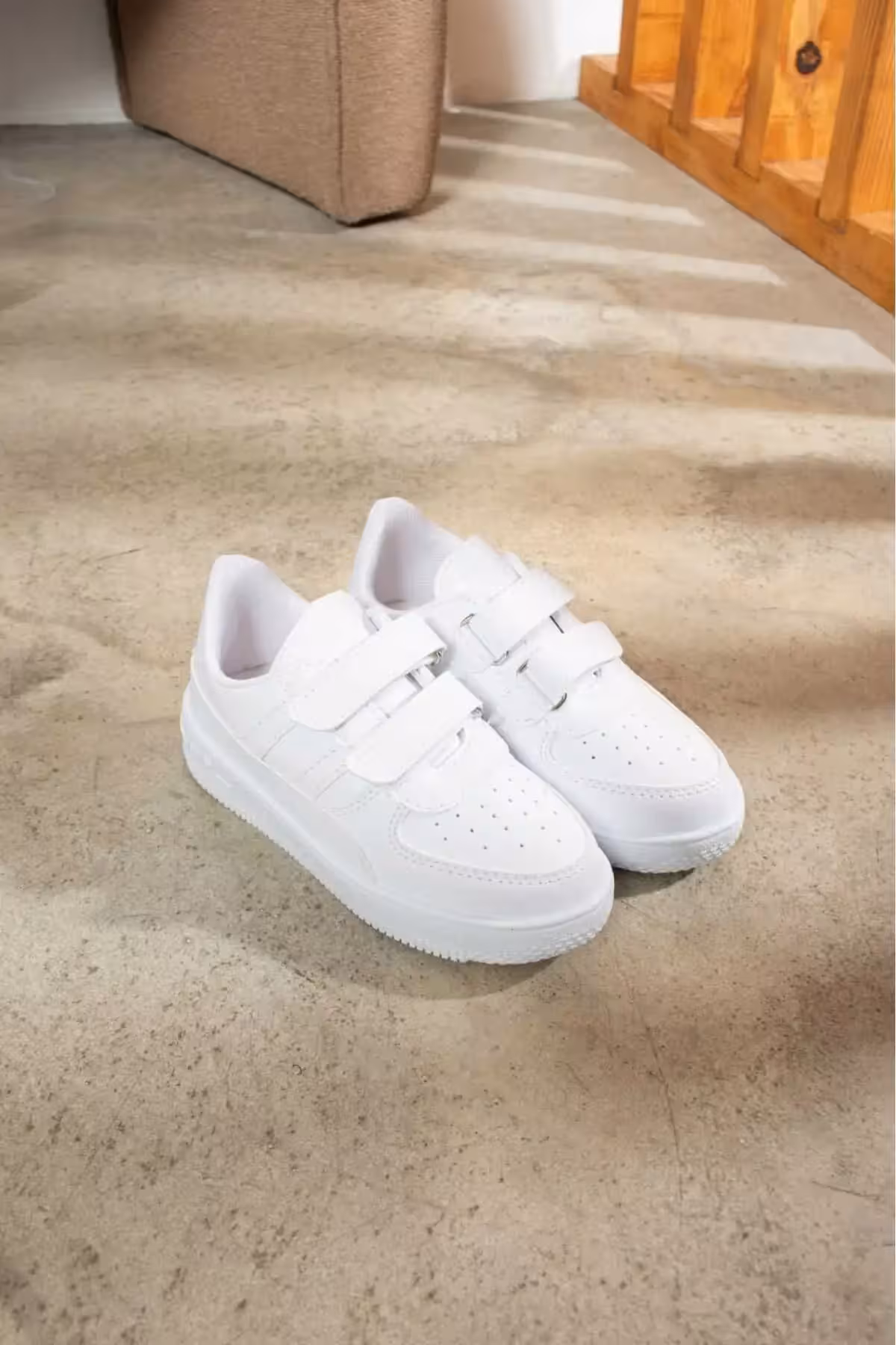 کفش دخترانه کتانی روزمره راحت با چسب برای کودکان بیرنگ  – 6887