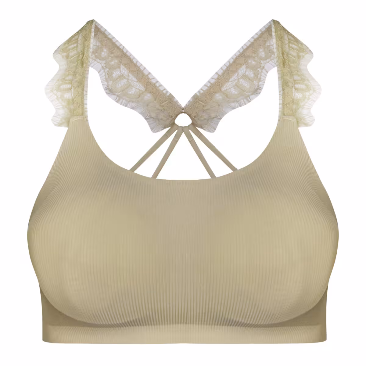 نیم تنه ورزشی زنانه پددار پشت ضربدری کرم کد 5081