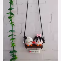 آویز ماشین طرح جوجه دوتایی سفید | amazonchi