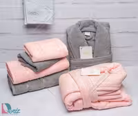 حوله ست دو نفره طرح ماکرو رنگ گلبهی و سنگی