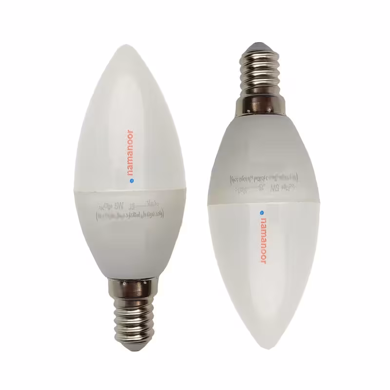 لامپ ال ای دی 5 وات نمانور مدل شمعی پایه E14 بسته دو عددی