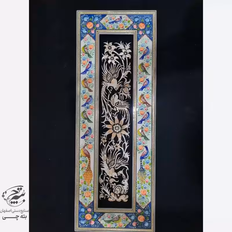 تابلو قلم زنی 20در55 سانتی با قاب نگارگری