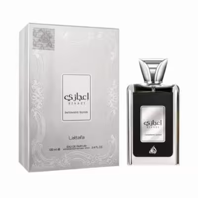 عطر ادکلن مردانه لطافه مدل اعجازی EJAZZI نقره ای حجم 100 میلی لیتر