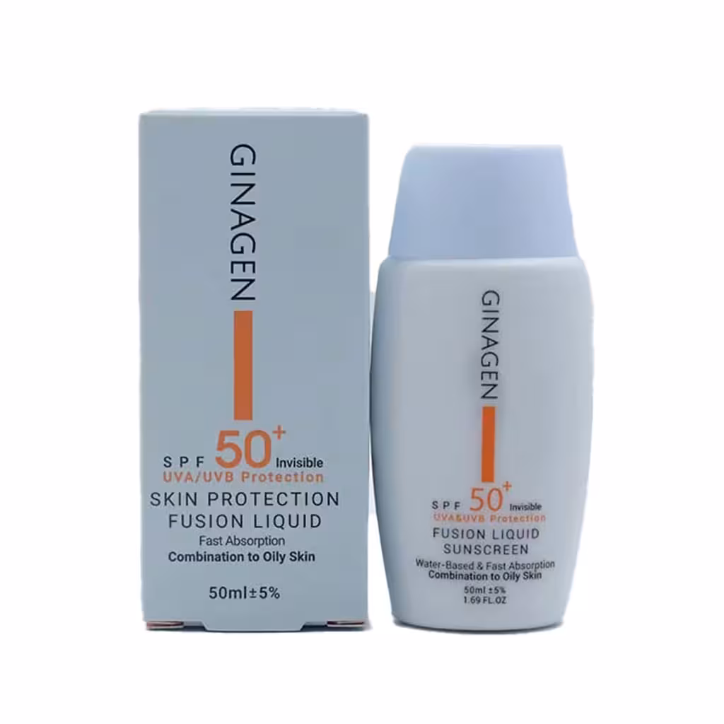 لیکوئید ضد آفتاب پوست چرب SPF50 ژیناژن | Ginagen Fusion Liquid Sunscreen For Oily Skin SPF50