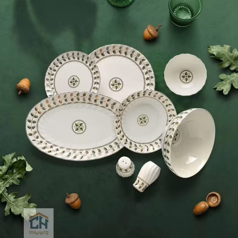 سرویس 28 پارچه غذاخوری چینی گلدکیش طرح ROYSA مدل GK646380