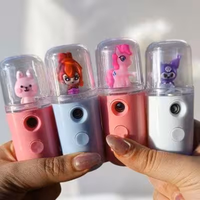 دستگاه بخور سرد دارای آینه و سیم شارژر کوچک و قابل حمل و دارای چراغ