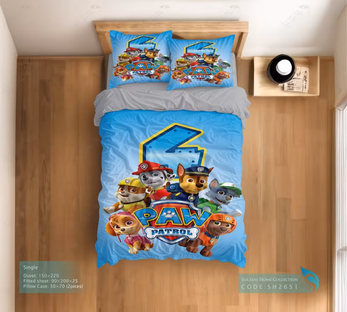 روتختی و ست کامل طرح سگ های نگهبان آبی سایز یکنفره کد SH2651