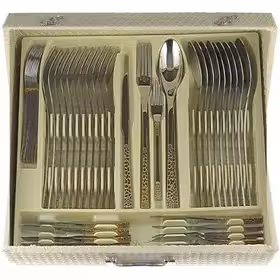 سرویس قاشق و چنگال 120 پارچه یونیک مدل دورنگ 18/10