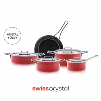 سرویس قابلمه 9 پارچه کاراجا Swiss Crystal Mastermaid قرمز درباری