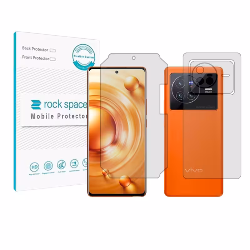 محافظ صفحه نمایش شفاف راک اسپیس مدل HyGEL مناسب برای گوشی موبایل ویوو X80 به همراه محافظ پشت گوشی - کالاوما