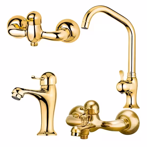 ست کامل شیرآلات کاویان مدل تیدا طلا براق