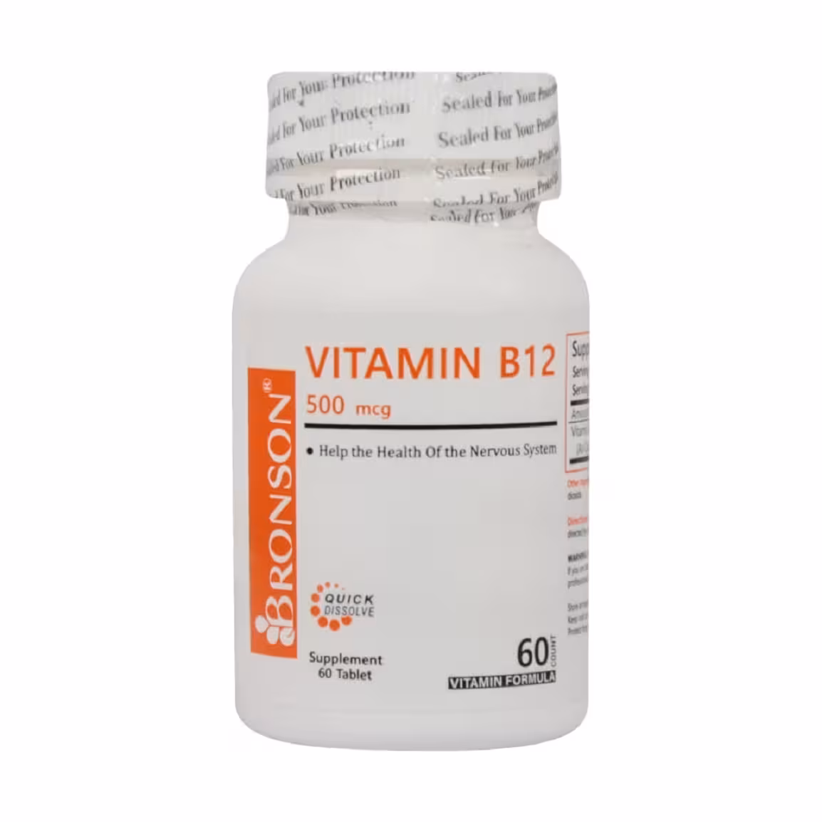 قرص ویتامین ب 12 500 میکروگرم برونسون 60 عددی-Bronson Vitamin B12 500 mcg