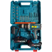 دریل پیچ گوشتی شارژی چکشی سه نظام 10 میلیمتر 118 ولت جاب مدل JB-118 MAX EDITION مجموعه 40 عددی