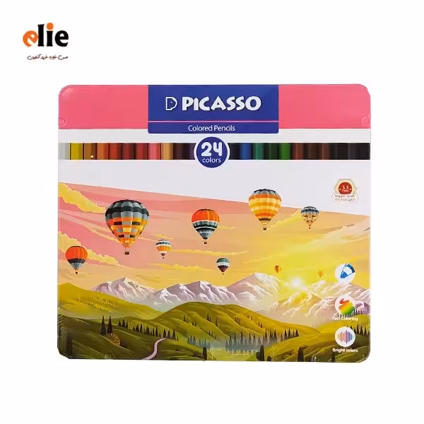 مداد رنگی 24 رنگ پیکاسو جعبه فلزی طرح P03